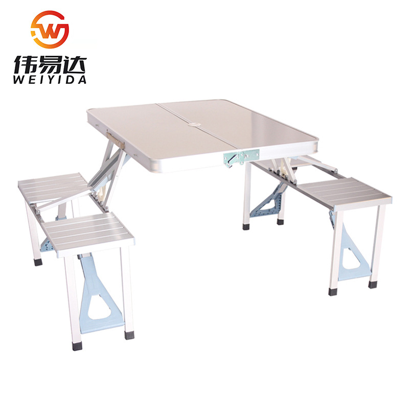 伟易达展示架工厂供应铝合金连体桌椅广告折叠展示台
