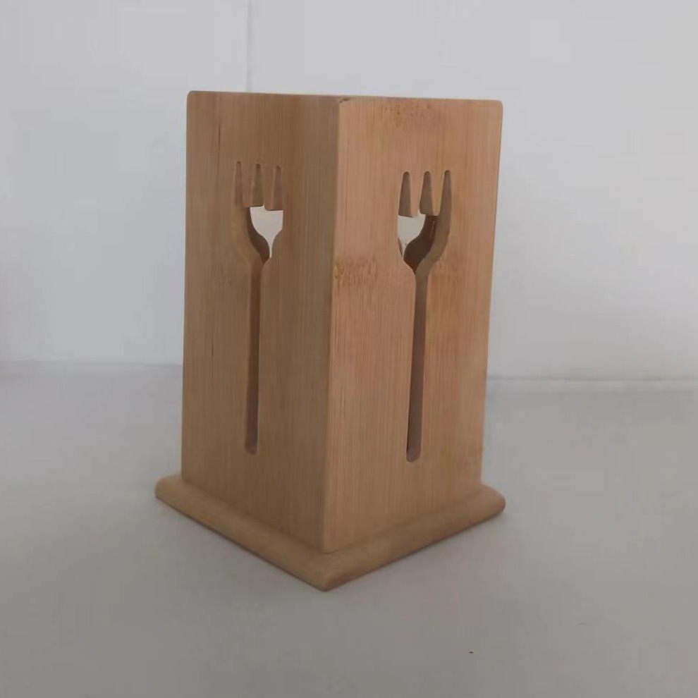 Cocina cuadrada palillos de bambú cuchillo tenedor cuchara clasificación vajilla tubo de bambú caja de vajilla de bambú