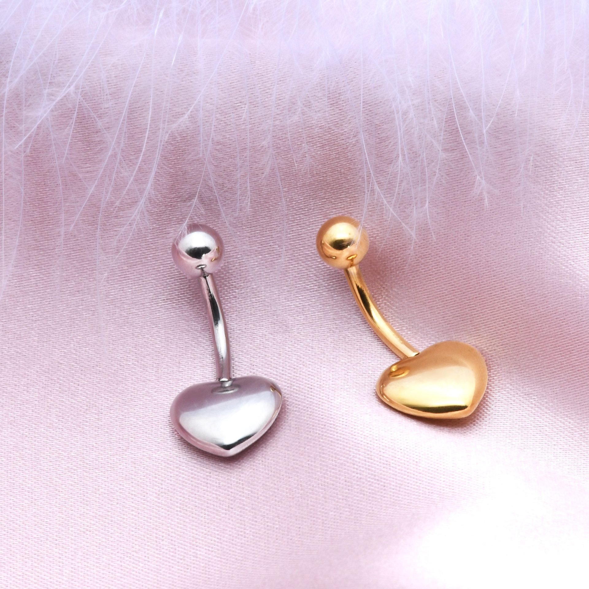 Factory direct sales stainless steel titanium steel electroplating love shaped belly button stud earrings cross-border e-commerce supply wholesale