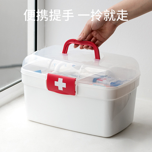 Medicine box household plastic multi-layer storage box portable first aid box medicine box manufacturer wholesale printable logo