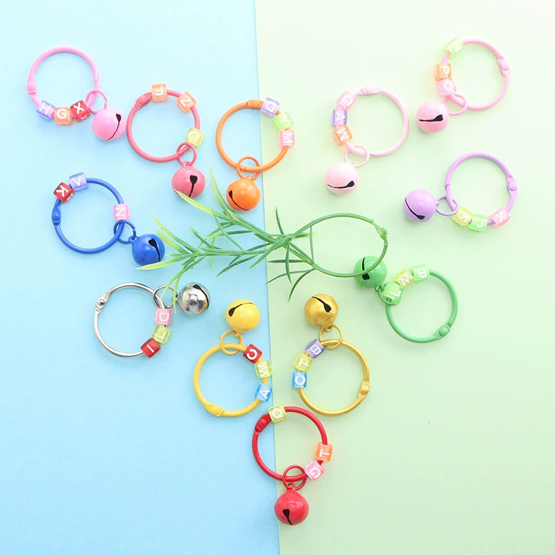 Colour map with letters, small bell, keychain, fresh accessory for students, creative bag, 30mm
