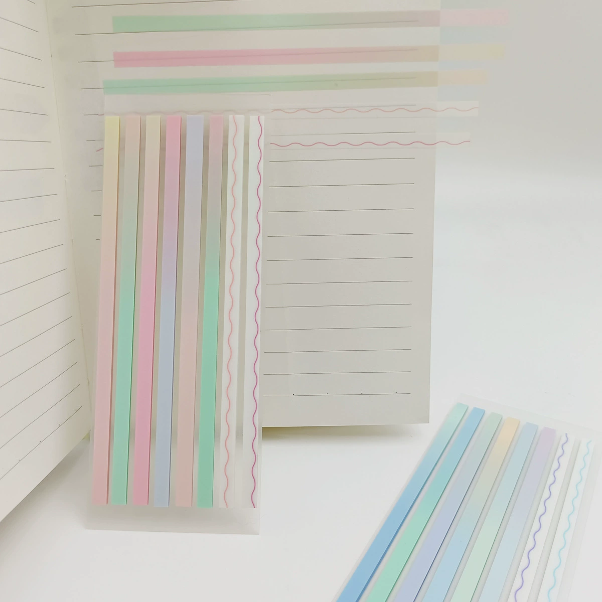 Градиентные цветные ретро индексные наклейки цветная полоса чрезвычайно тонкая Длинная бумага для заметок прозрачные маркировочные наклейки студенческие офисные наклейки для чтения