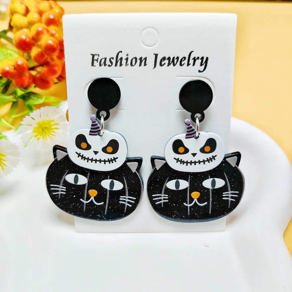 8g Weight 304 Stainless Steel Ear Needle Material Drop Earrings Classification 1 Pair Quantity Holiday, Daily Occasion Acrylic Material Halloween Festival Geometric, Pumpkin, Butterfly Pattern Women's Gender Casual, Simple Style Style 1 Pair Casual Simple Style Geometric Pumpkin Butterfly Arylic Drop Earrings 3