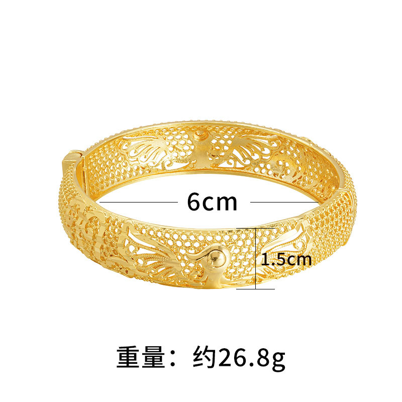 Vietnam arena oro mujer Pavo Real pulsera de ala ancha hebilla nuevo no se desvanece hueco Phoenix textura pulsera antigua suministro
