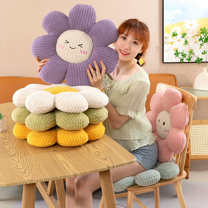 Plush pillow solar-powered, sofa, flowered, sunflower, tatami