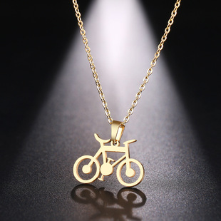 Customized Jewelry Factory Titanium Steel Necklace Amazon Best-Selling Bicycle Pendant Dongguan Jewelry Factory Supports Sample Making