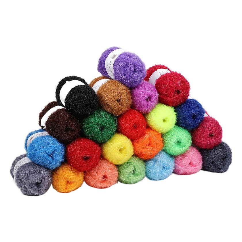 Coreano plato Toalla de vidrio de lana de seda de bricolaje tejido a mano muñeca de oro hilo tejido bolsa de hilo de seda brillante en stock al por mayor