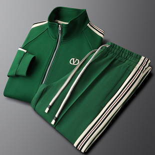 Light Luxury Autumn Colorful Side Stripe Casual Sports suit Men's Slim-fit Stretch Unisex Two-piece Couple Suit