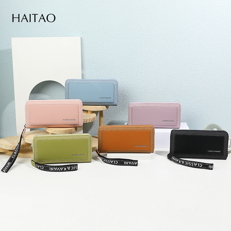 Nueva moda coreana de la billetera de mujer multifuncional de gran capacidad larga bolso de mano con pulsera multi-tarjeta