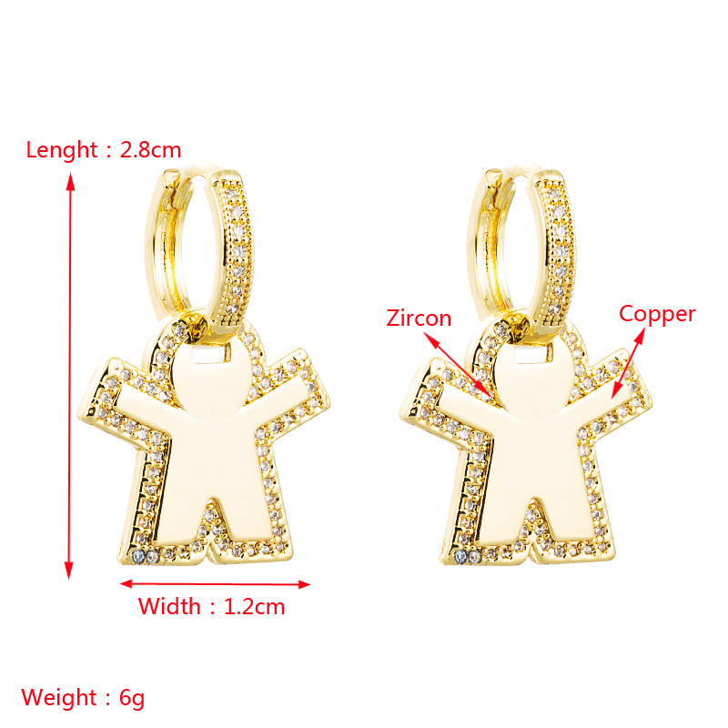 wholesale jewelry geometric heart figure copper goldplated earrings Nihaojewelrypicture1