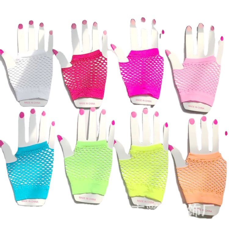 Fabricantes de guantes de malla guantes de discoteca guantes de medio dedo guantes de estilo punk guantes de red de pesca a rayas image 4