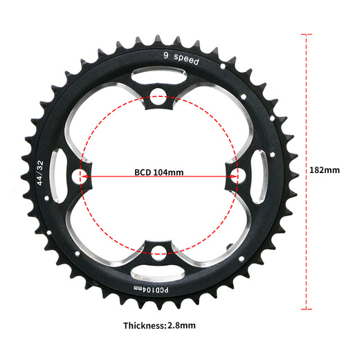 Crankset repair aluminum alloy chainring 44T chainring chainring suitable for hollow chainring accessories cross-border