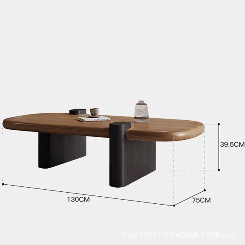 中古风极简实木茶几组合意式复古高级感现代简约小户型客厅家用桌|undefined