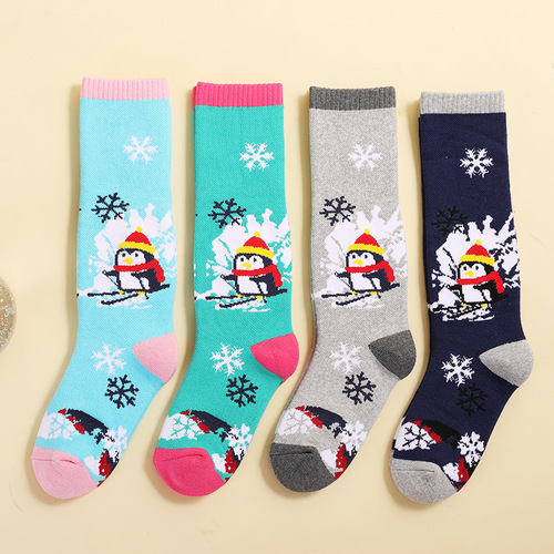 Children's ski socks with towel bottoms, thickened sweat-absorbent winter outdoor sports long thermal socks, Amazon cross-border supply