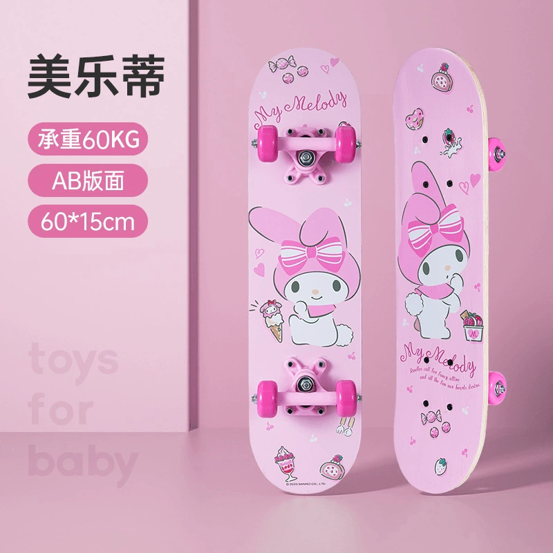Sanrio, детский скейтборд, профессиональный самокат для начинающих на четырех колесах, игрушка с двумя изогнутыми концами, 12 лет