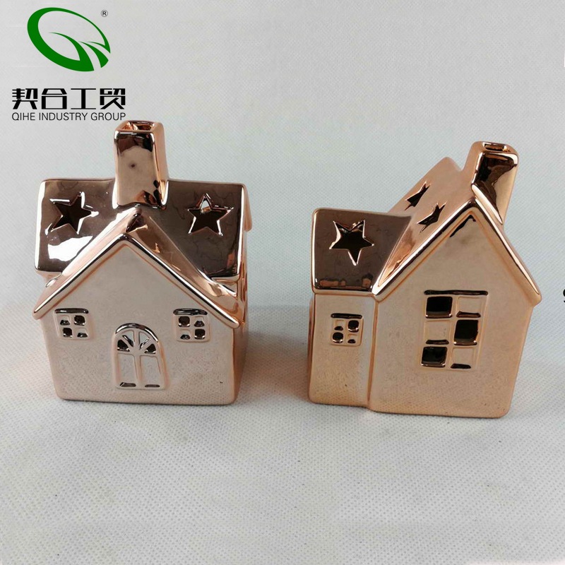 Galvanoplastia Navidad cerámica decoración de la casa hueco LED vela habitación media temperatura porcelana blanca titular de la vela decoración de vacaciones