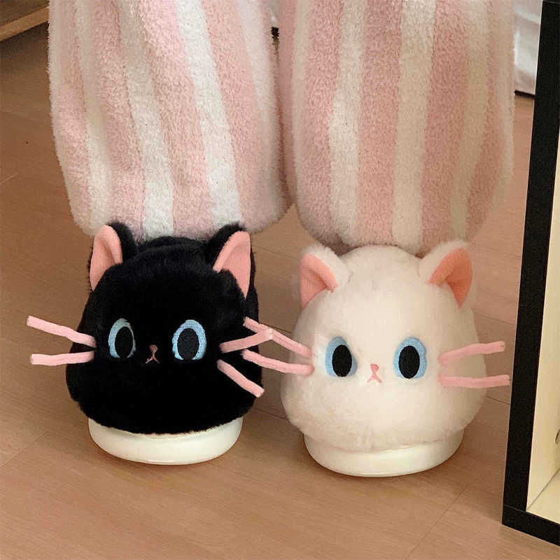 个性可爱鸳鸯小猫毛毛月子鞋居家用保暖舒适冬季软萌包跟棉拖鞋女|undefined