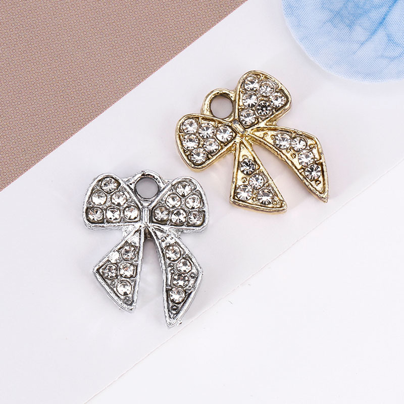 跨境合金蝴蝶结配饰挂件简约精美设计领结镶钻小吊坠diy饰品配件