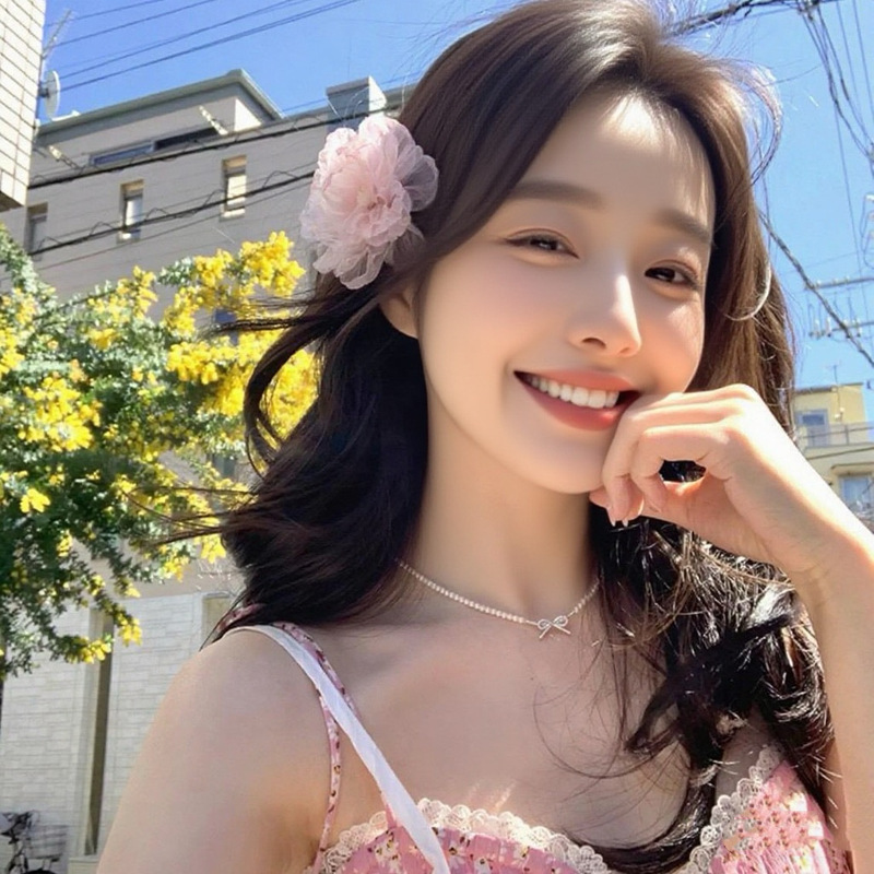 法式温柔气质网纱仿真花朵发夹高颜值感拍照道具发卡头饰发饰女|undefined