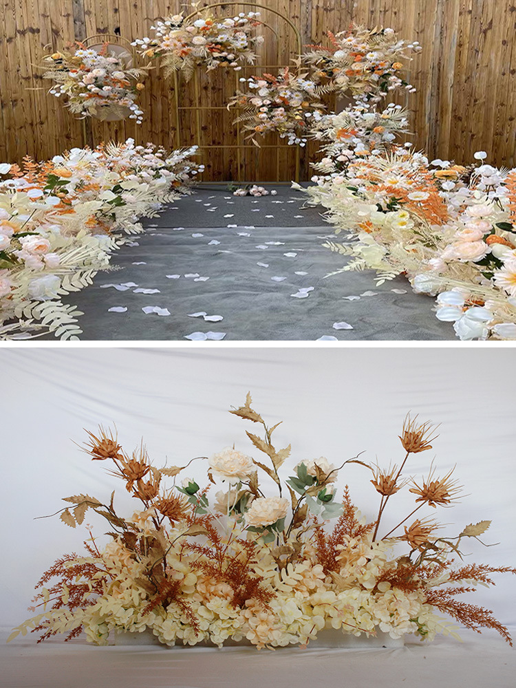 百界新款婚庆仿真花排婚礼t台路引装饰蓝色假花落地排花长款花艺