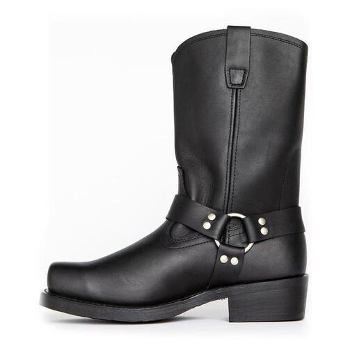 E9712026 New square head metal ring element men's calf boots