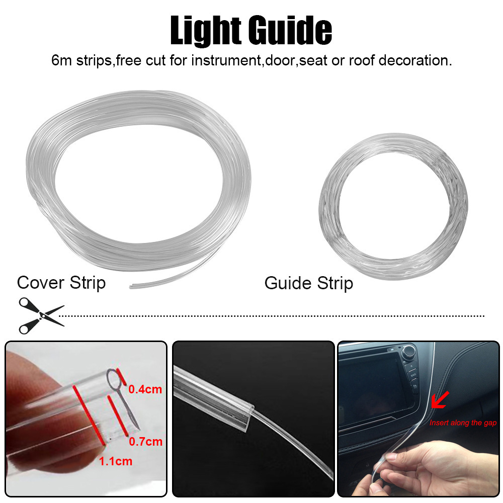 Car led atmosphere light colorful cold light meter decorative light mobile phone app one drag five car voice control atmosphere light