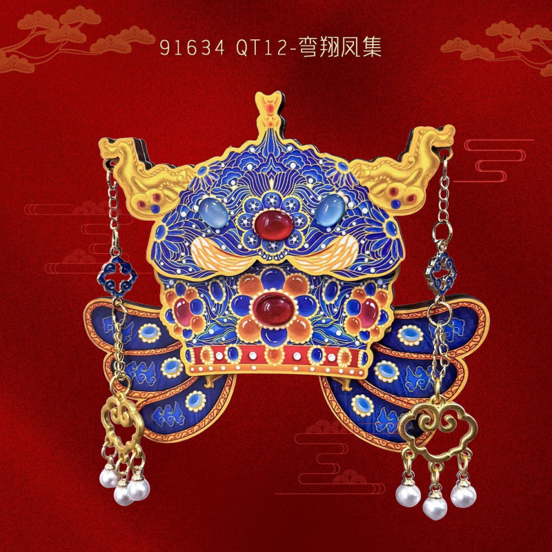 博物馆凤冠冰箱贴文创旅游纪念品云肩冰箱贴国潮风磁吸合金冰箱贴