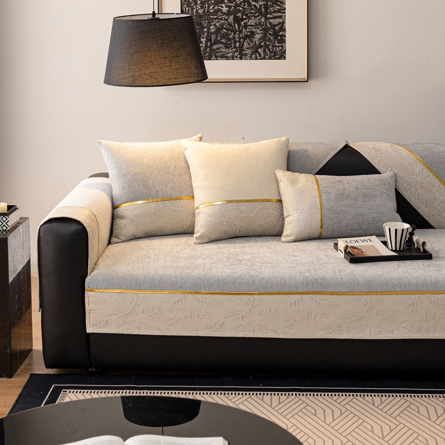 Luksuriøst skridsikkert sofabetræk i chenille nordisk stil_voghion.com