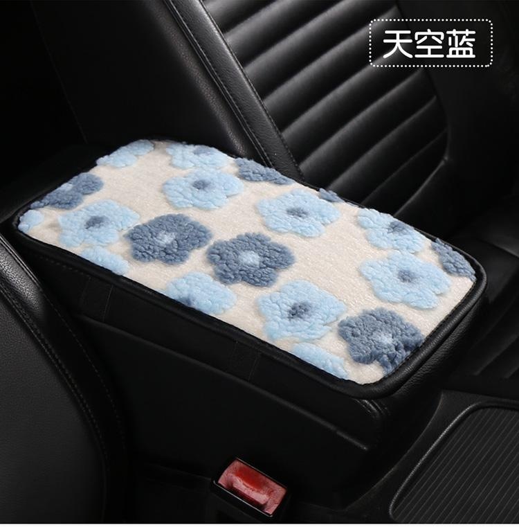 2026 New Floral Lambswool Car Armrest Cushion in Vibrant Red