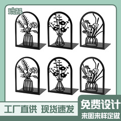 Creative L-shaped metal bookend with interesting flower cut-out design, wholesale desktop book stand and bookshelf