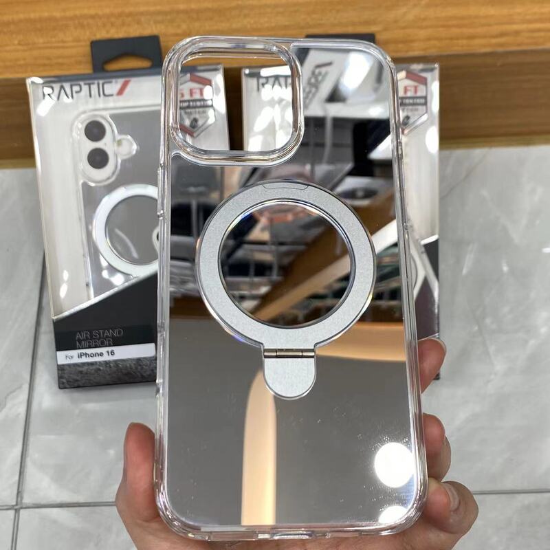 Raptic crystal transparent mirror support for 16promax magnetic mobile phone case Apple 16 transparent protective cover