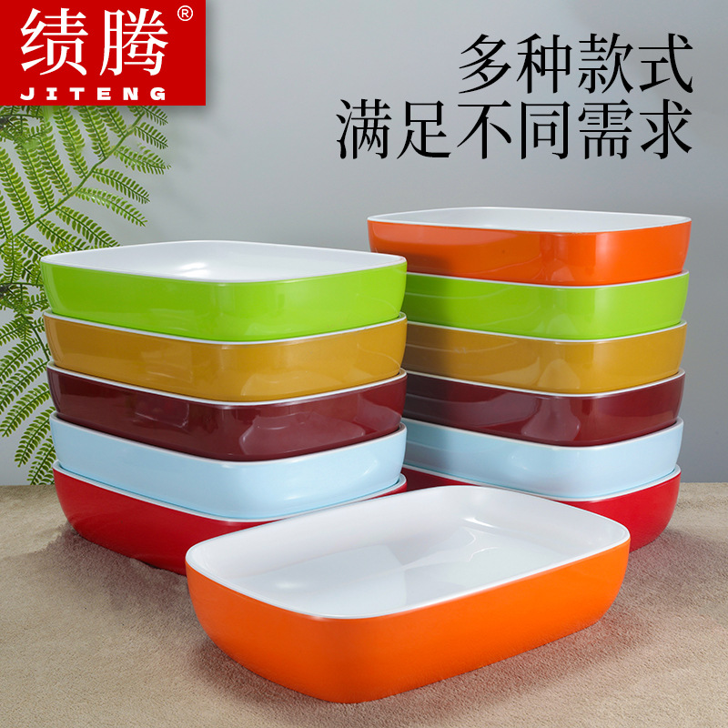 Jiteng 2색 직사각형 반찬 디스플레이 접시 스틱 접시 뷔페 레스토랑 상업용 오픈 디스플레이 접시 멜라민 식기