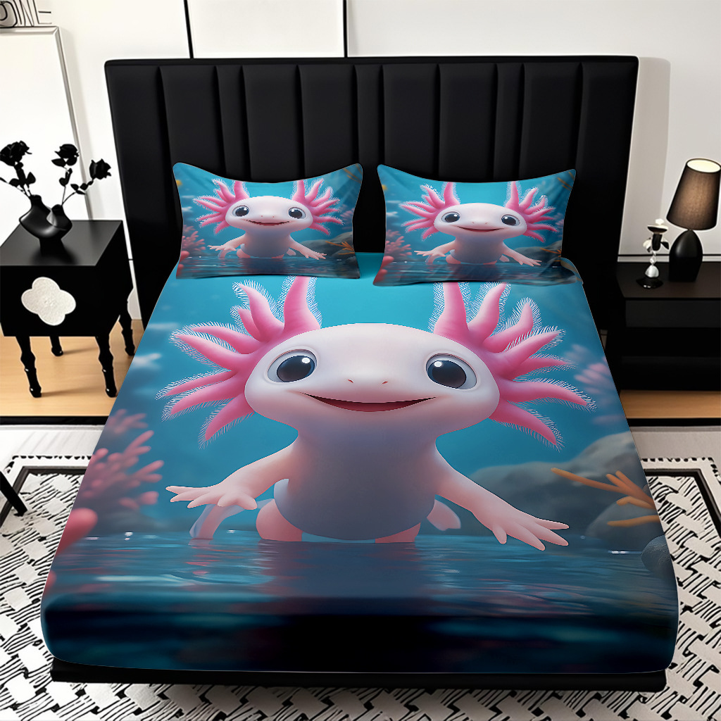 TEMU / JIT transfronterizo encantadora criatura submarina impresa digital 3D cama de cama de cama