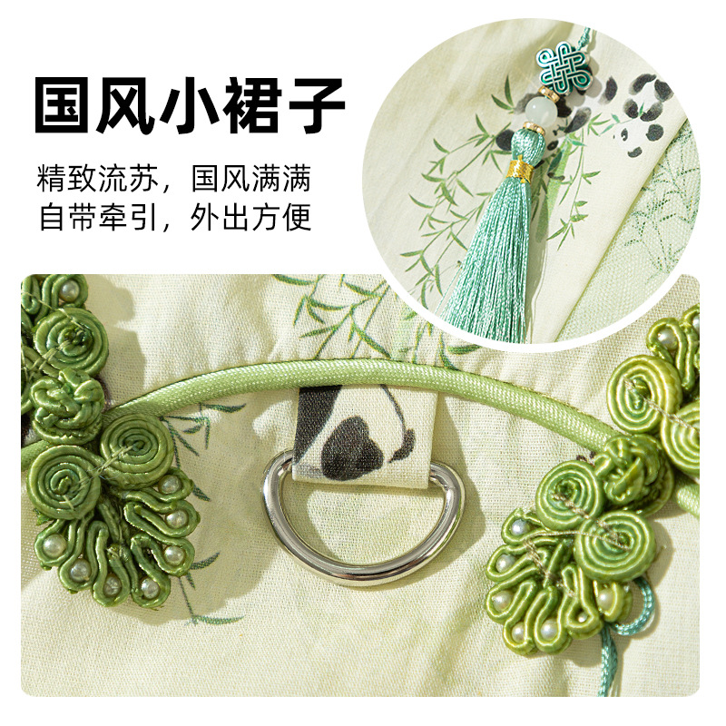 Gato primavera y verano estilo chino panda bambú pareja vestido vestido de gato pequeño vestido de gato mascota ropa de gato