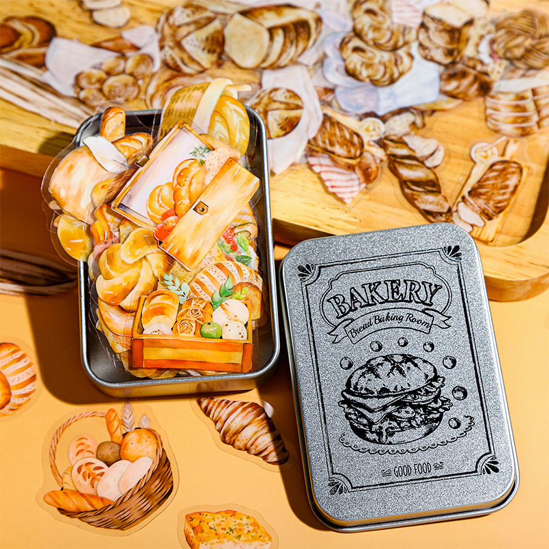 Tomato Sauce Iron Box PET Sticker Bread Baking Room Series Retro American Dessert DIY Hand Account Decoration Collage