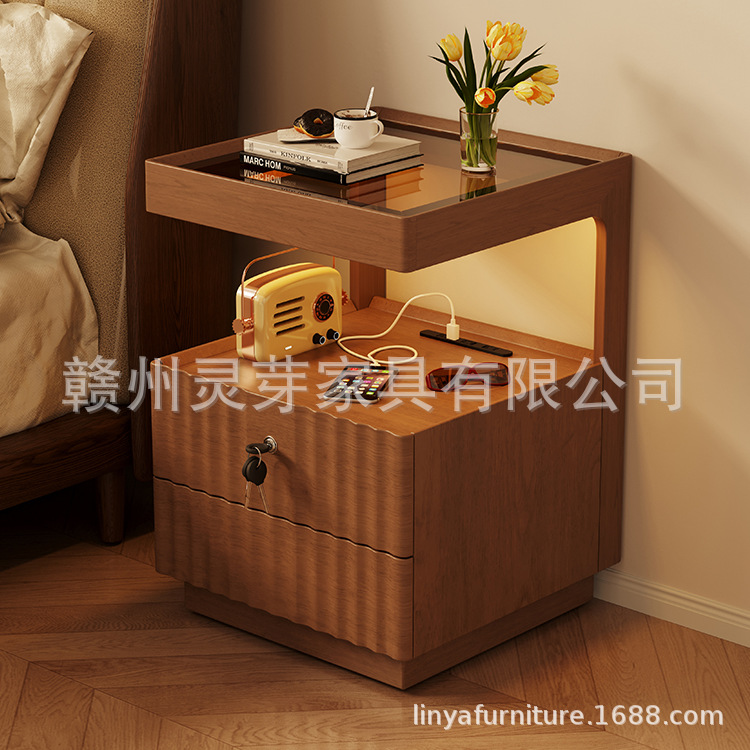 Mesita de noche personalizada transfronteriza con luces LED, recargable, pequeña, sencilla, moderna, para el hogar