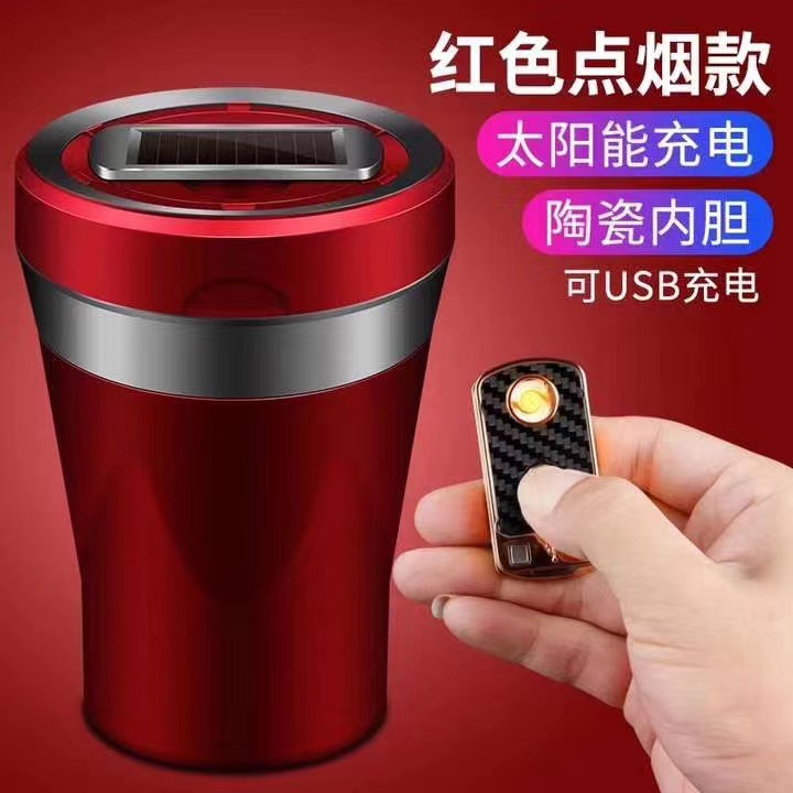 Car Ashtray Air Outlet Hanging Type with Cover Led Light Universal Ashtray in Car Personalized Creative Multi-Function