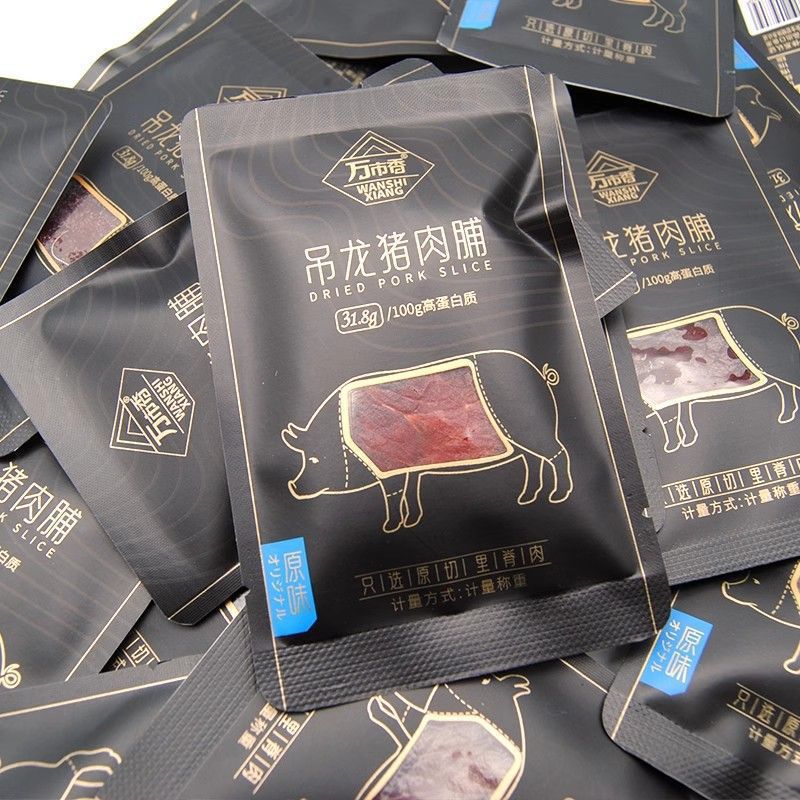 万市香吊龙猪肉脯原味黑胡椒味里脊肉厚切肉片开袋即食零食批发