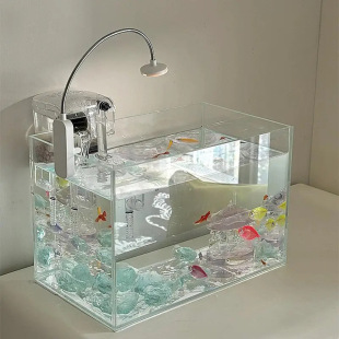 Internet Celebrity Lake Blue Crystal Castle Carousel Fish Tank Landscaping Micro Landscape Thai Betta Ornaments
