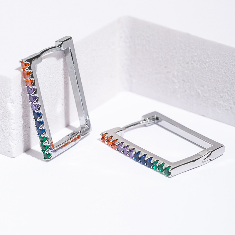 Women's Gender 1 Pair Casual Elegant Geometric Plating Copper Zircon Hoop Earrings