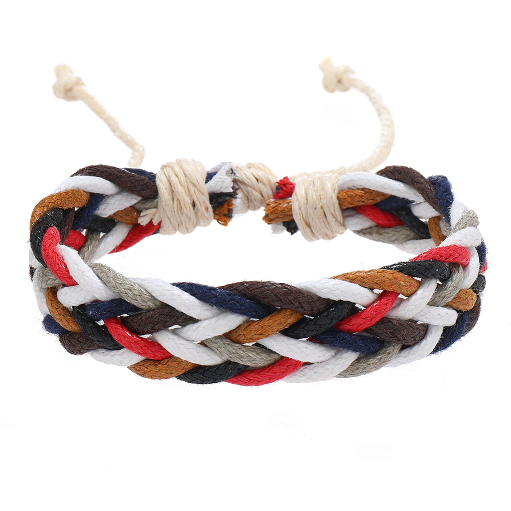 10g Weight Drawstring Bracelets Classification Leather Rope Chain Material 1 Piece Quantity Daily Occasion cotton and linen Material Rhombus Pattern Men's Gender Handmade Design Retro Style Retro Rhombus Cotton And Linen Handmade Men's Drawstring Bracelets Men Cord & Leather Bracelets 5