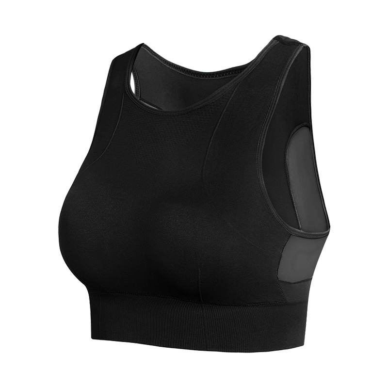 Sujetador deportivo de doble capa (sin aros) con espalda de malla, transpirable, de secado rápido, para yoga, gimnasio o running.