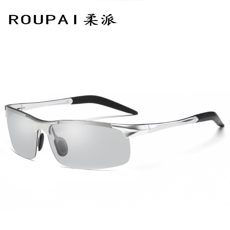 De los hombres de magnesio de aluminio de equitación gafas de sol 8177 Deportes que cambian de color gafas de sol polarizadas de conducción