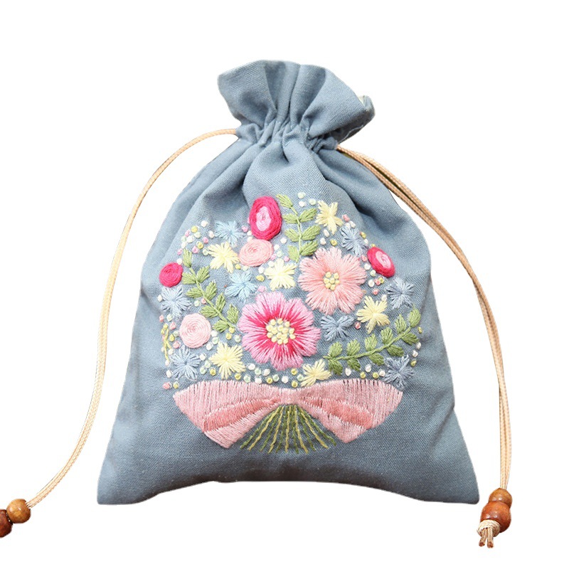 Jinhao bordado hecho a mano material de bricolaje bolsa Cordón portátil Lu bordado cosmético bolsa no Cruz puntada bolsa de almacenamiento