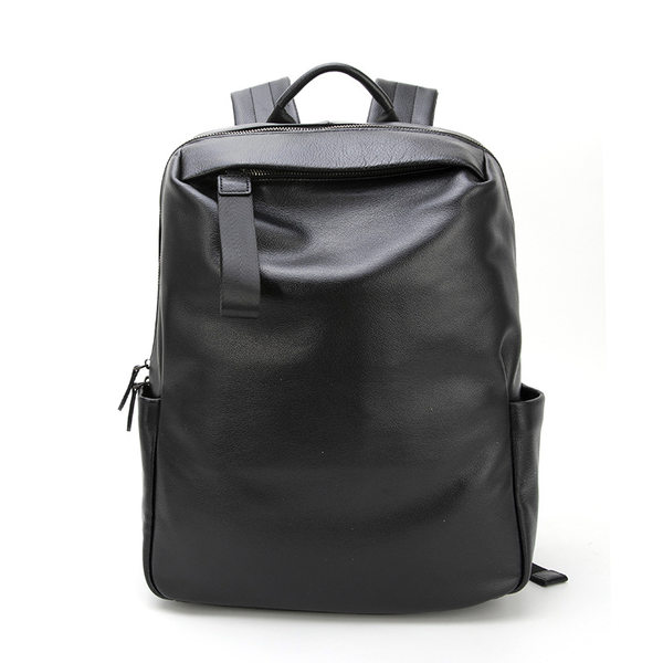 Ba lô nam da bò đầu lớp công sở đa năng, ngăn máy tính 14 inch, dung tích lớn đi công tác — Da Nappa màu đen, mô hình TOGO