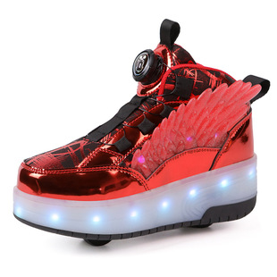 Children's Heelby Shoes Double Wheel Skating Shoelace Flash Roller Shoes Boys and Girls Children Luminous Skates Cross-border Foreign Trade