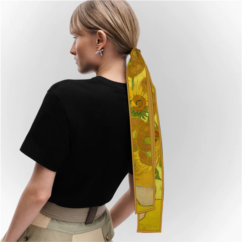 Women's Simple Style Oil Painting Satin Printing Silk Scarf display picture 64