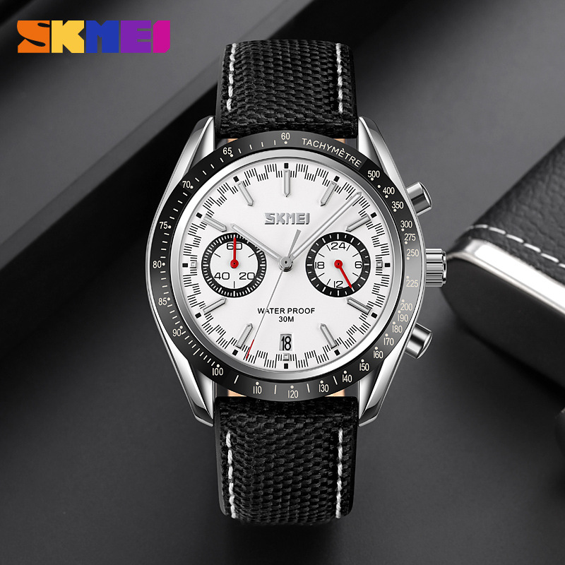 Momentos de carreras retro cronógrafo de hombre relojes de cuarzo calendario impermeable correa relojes de pulsera transfronterizos calientes relojes de hombre