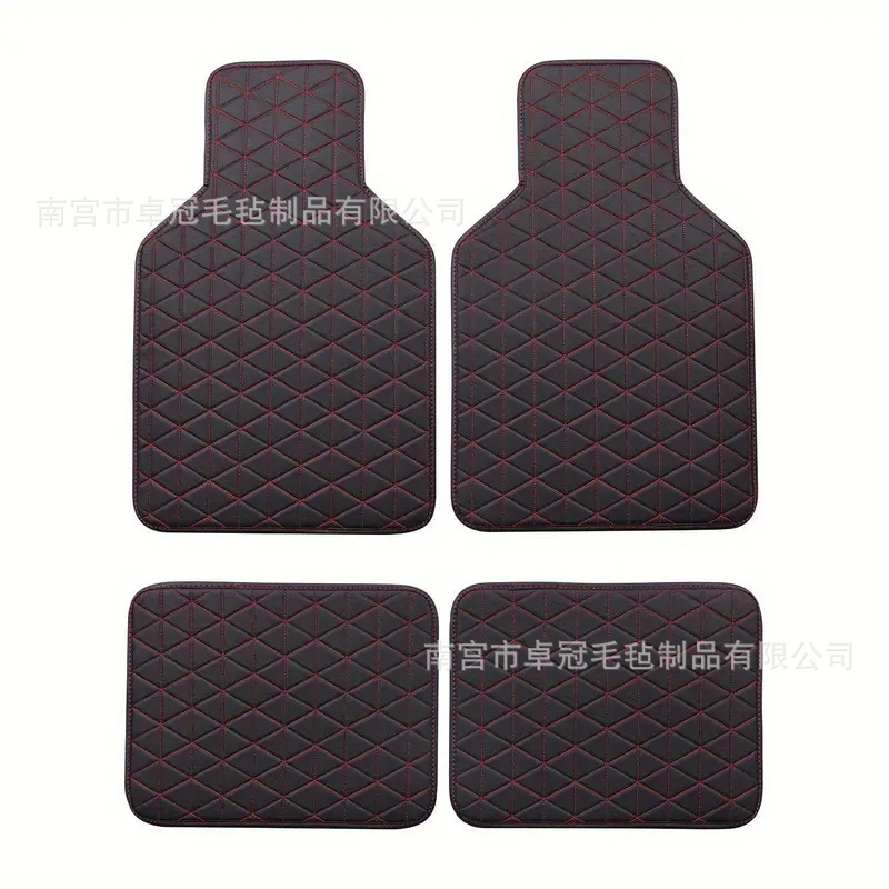 Universal – Universal Foot Pad Leather Car - black-red-4pcs-set