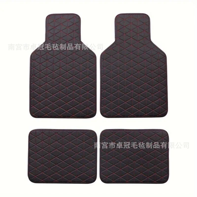 Universal Foot Pad Pvc Leather Carpets, 5-Piece - black-and-red-4-piece-set